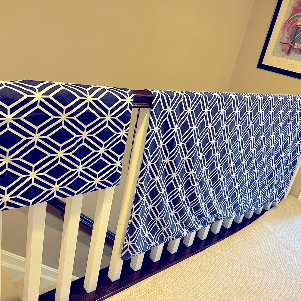 Pottery Barn Dorm/Teen duvet, sham twin blue navy white geometric pattern. - Picture 4 of 8